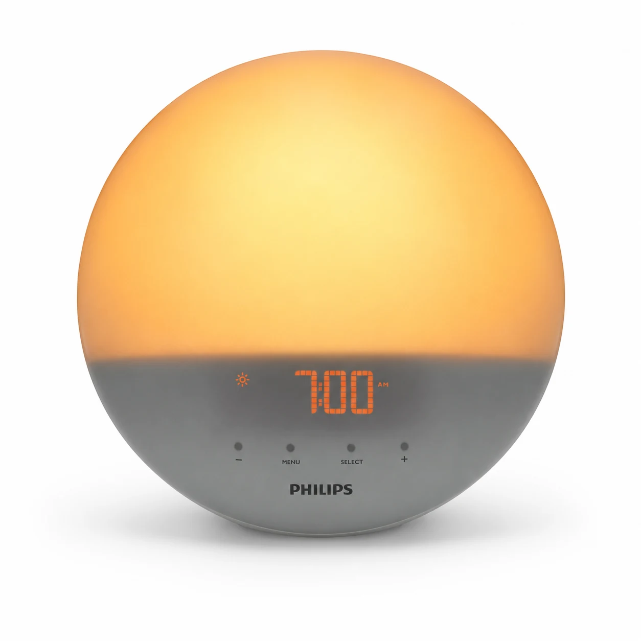Front view of the Philips SmartSleep HF3520/60 wake-up light with 7:00 display